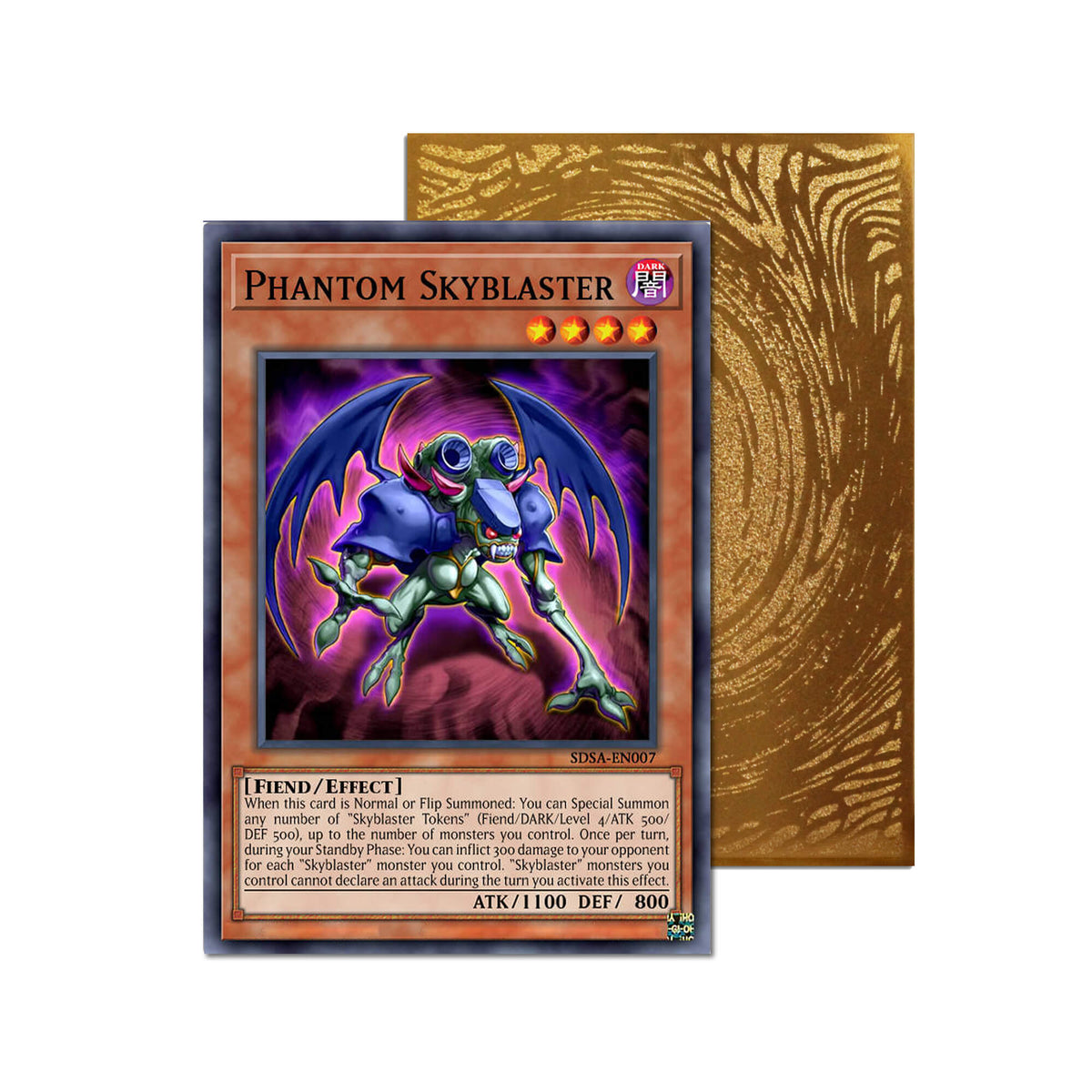 Level up your game with our custom-printed metal orica cards, featuring exclusive Phantom Skyblaster artwork in gold metal. Durable, scratch-resistant, and embossed with the iconic Yu-Gi-Oh! card back, these slim orica cards fit perfectly in card sleeves. Phantasms-yugioh-mtg-pokemon-metal-card-embossed-design-custom-artwork-duel-accessories-ldb-duel