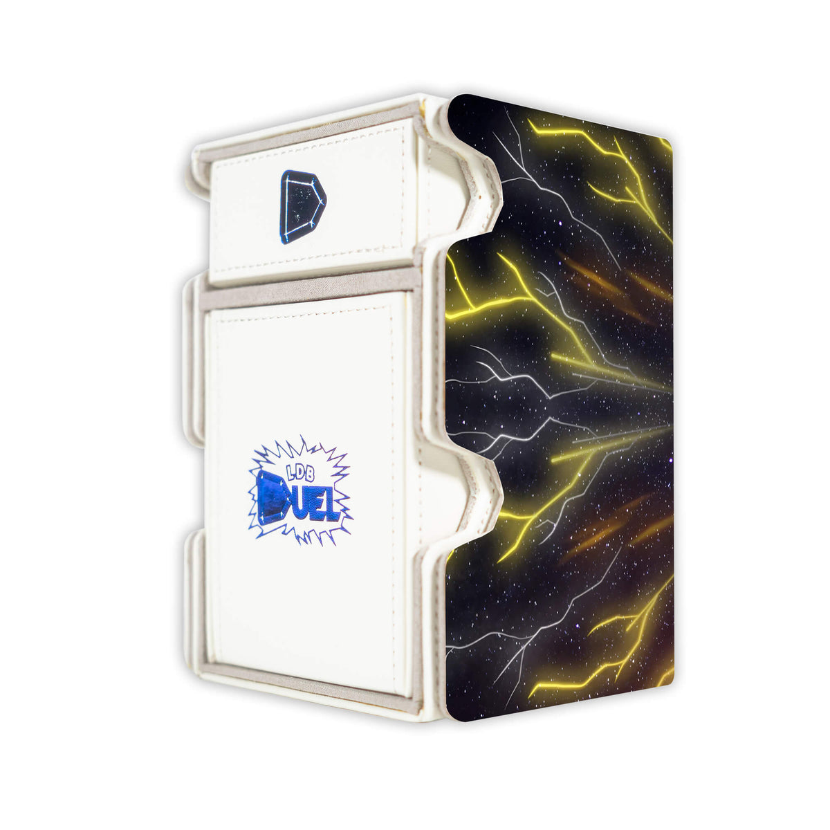 Here is the Right View of the Pikachu EX Mach 3 White Deck Box. Zapdos-EX-pokemon-deck-tray-dice-tray-LDB-Duel