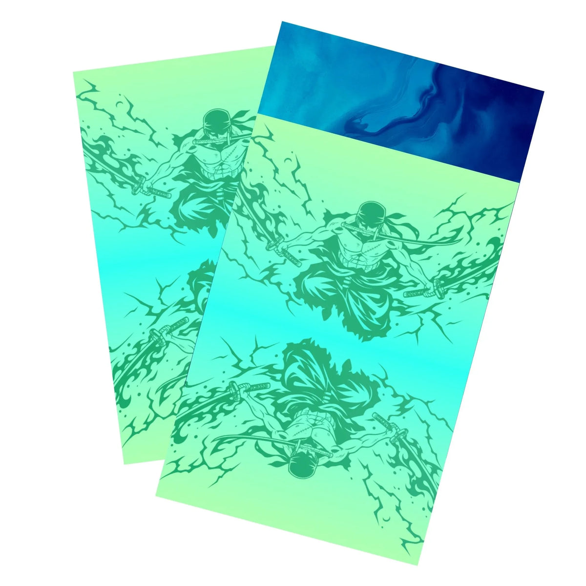 Keep your cards safe and stylish with our borderless card sleeves. Designed edge-to-edge to showcase your artwork, they offer a sleek, modern aesthetic. From LDB Duel, printed with the exclusive Pirate Hunter Zoro design for a fresh, premium feel.Swordsman-onepiece-card-protection-standard-japanese-dragon-shield-LDB-Duel-borderless