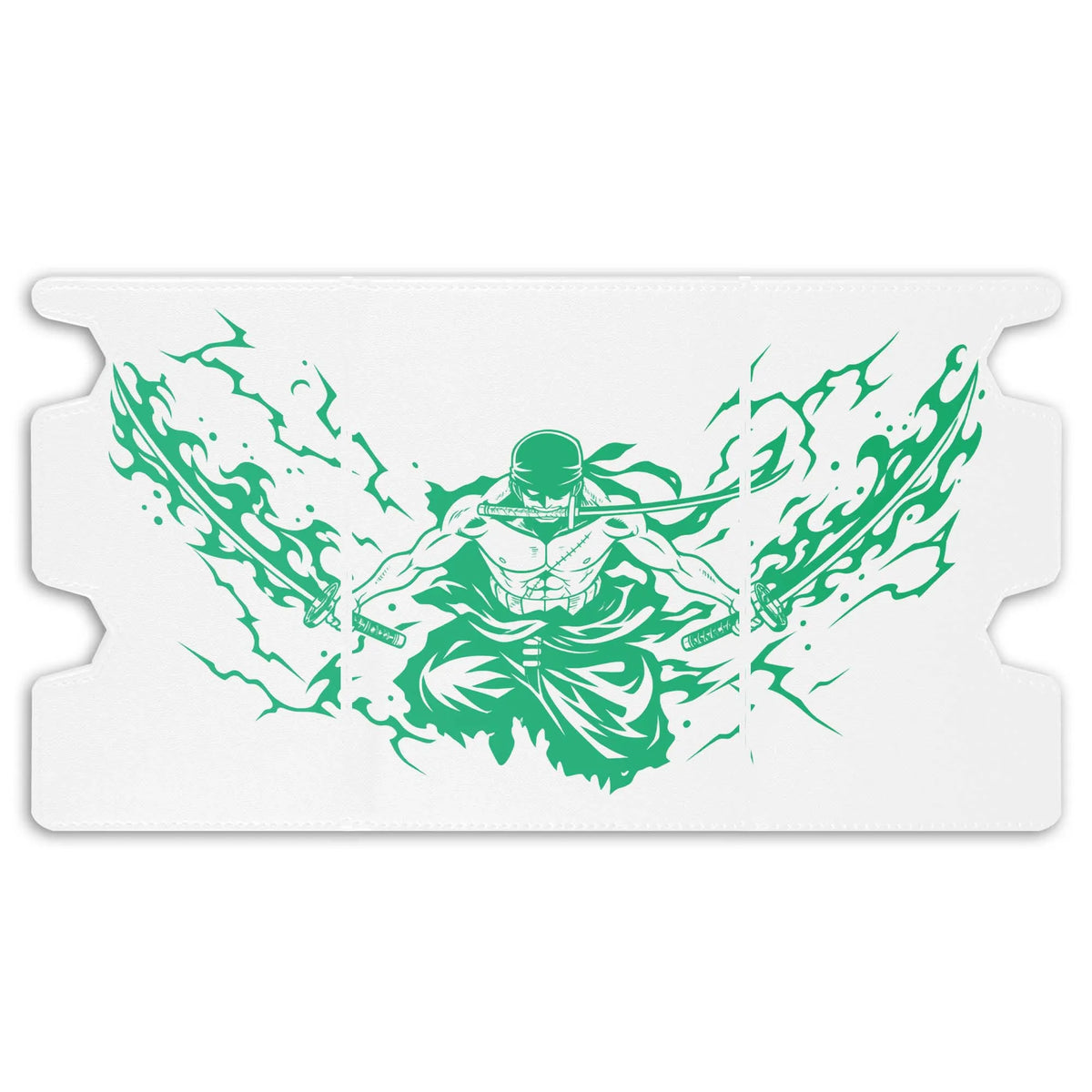 Here is the Full Lid Design of the Pirate Hunter Zoro Mach 3 White Deck Box. Three-Sword-onepiece-custom-deck-portable-collector-LDB-Duel