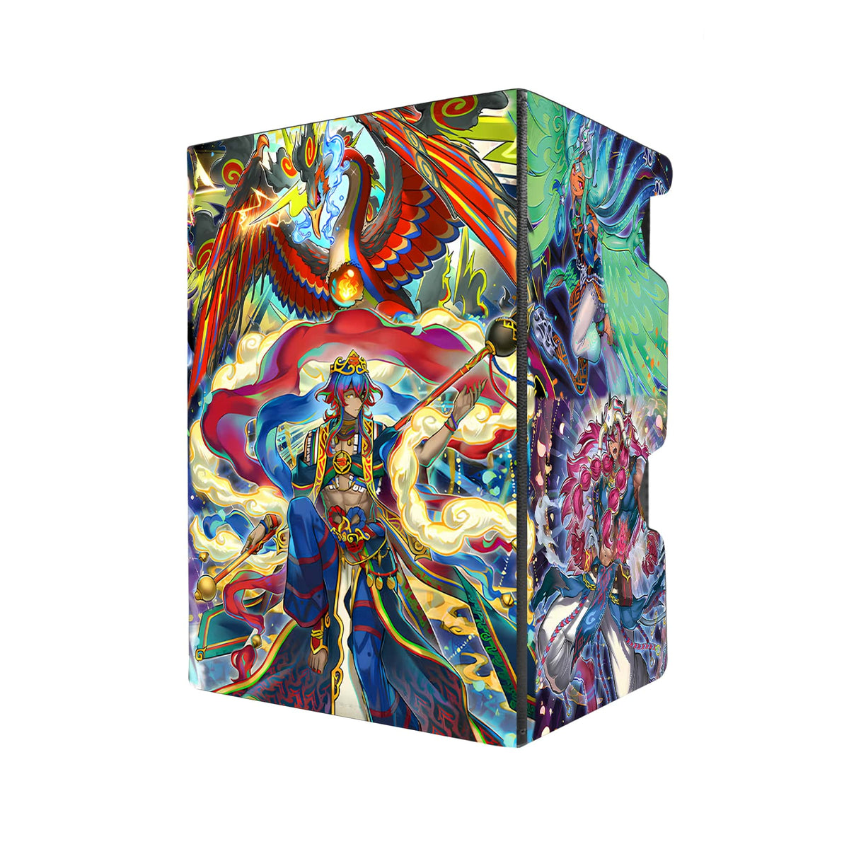 Here's another quality black deck box from LDB Duel featuring our exclusive Radiant Typhoon Archetype art. Fits all types of trading card games, including Pokémon, Yu-Gi-Oh! and Magic The Gathering. The perfect card holder for the TCG player safely holds up to 100 double-sleeved cards. EVEN in extra thick sleeves. Comes with a pull-out dice tray. Radiant-Typhoon-yugioh-tcg-accessories-card-storage-LDB-Duel