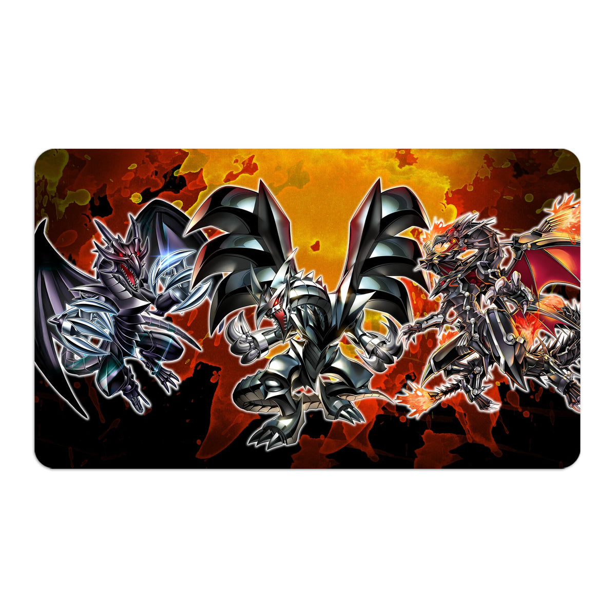 Transform your dueling experience with LDB Duel featuring our exclusive art Red-Eyes Black Metal Dragon playmat! Featuring a soft cloth top for smooth card movement and a durable rubber back for a secure grip, this 24x14 inch mat is machine washable and safe for cards and sleeves. Red-Eyes-Dragon-yugioh-mtg-pokemon-custom-artwork-premium-durable-rubber-ldb-duel