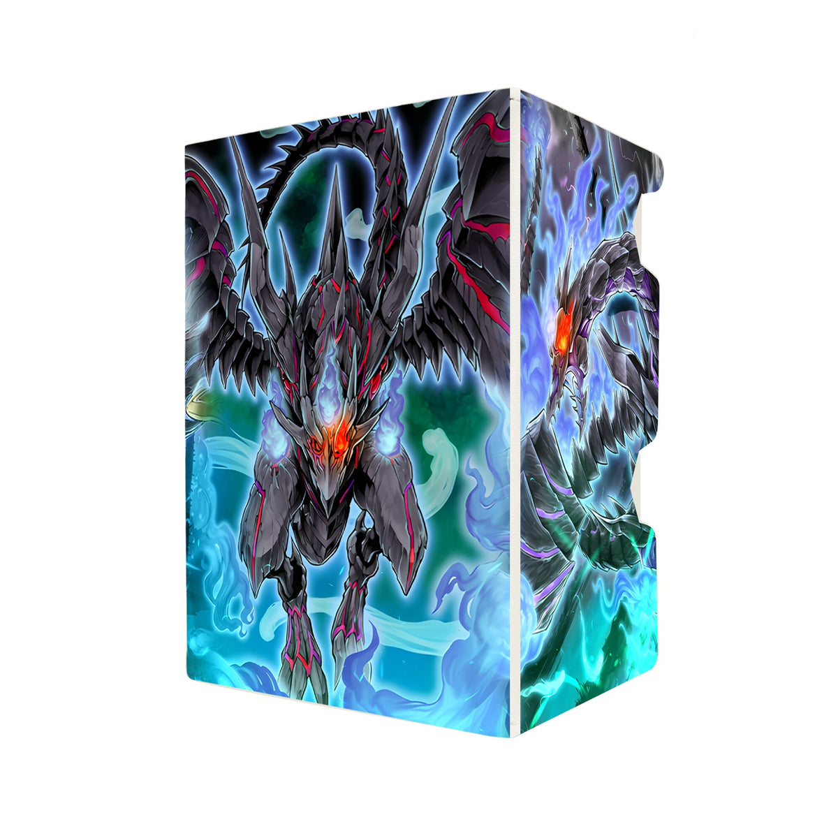 Here's another quality white deck box from LDB Duel featuring our exclusive Red-Eyes Zombie Dragon art. Fits all types of trading card games, including Pokémon, Yu-Gi-Oh! and Magic The Gathering. The perfect card holder for the TCG player safely holds up to 100 double-sleeved cards. EVEN in extra thick sleeves. Comes with a pull-out dice tray. Red-Eyes-ygo-magic-digimon-card-protector-gaming-accesories-LDB-Duel