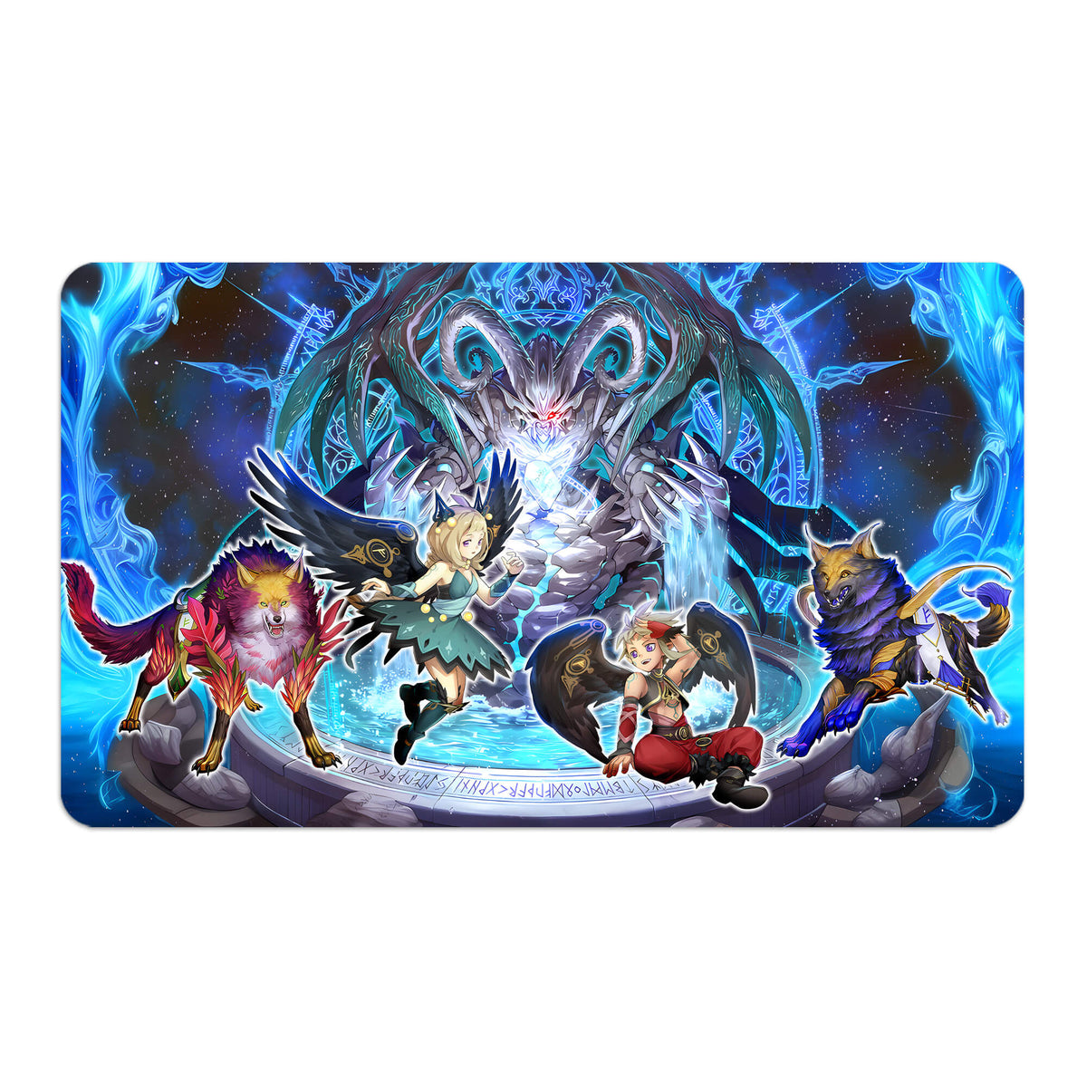 Transform your dueling experience with LDB Duel featuring our exclusive art Runick Archetype playmat! Featuring a soft cloth top for smooth card movement and a durable rubber back for a secure grip, this 24x14 inch mat is machine washable and safe for cards and sleeves. Runick-yugioh-mtg-pokemon-custom-artwork-premium-durable-rubber-ldb-duel