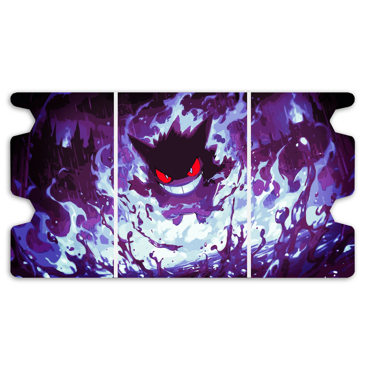Here is the Full Lid Design of the Shadow Gengar Mach 3 White Deck Box. Ghost-Type-pokemon-custom-deck-portable-collector-LDB-Duel