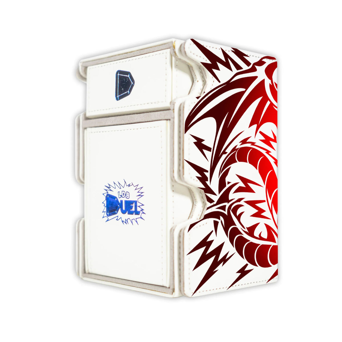 Here is the Right View of the Sky Dragon of Osiris Mach 3 White Deck Box. Divine-Beast-yugioh-deck-tray-dice-tray-LDB-Duel