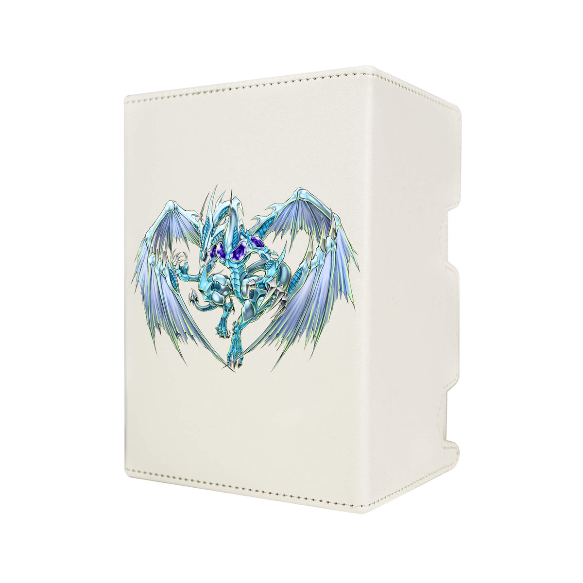Here's another quality white deck box from LDB Duel featuring our exclusive Stardust Dragon art. Fits all types of trading card games, including Pokémon, Yu-Gi-Oh! and Magic The Gathering. The perfect card holder for the TCG player safely holds up to 100 double-sleeved cards. EVEN in extra thick sleeves. Comes with a pull-out dice tray. Majestic-Star-Dragon-ygo-magic-digimon-card_protector-gaming-accesories-LDB-Duel