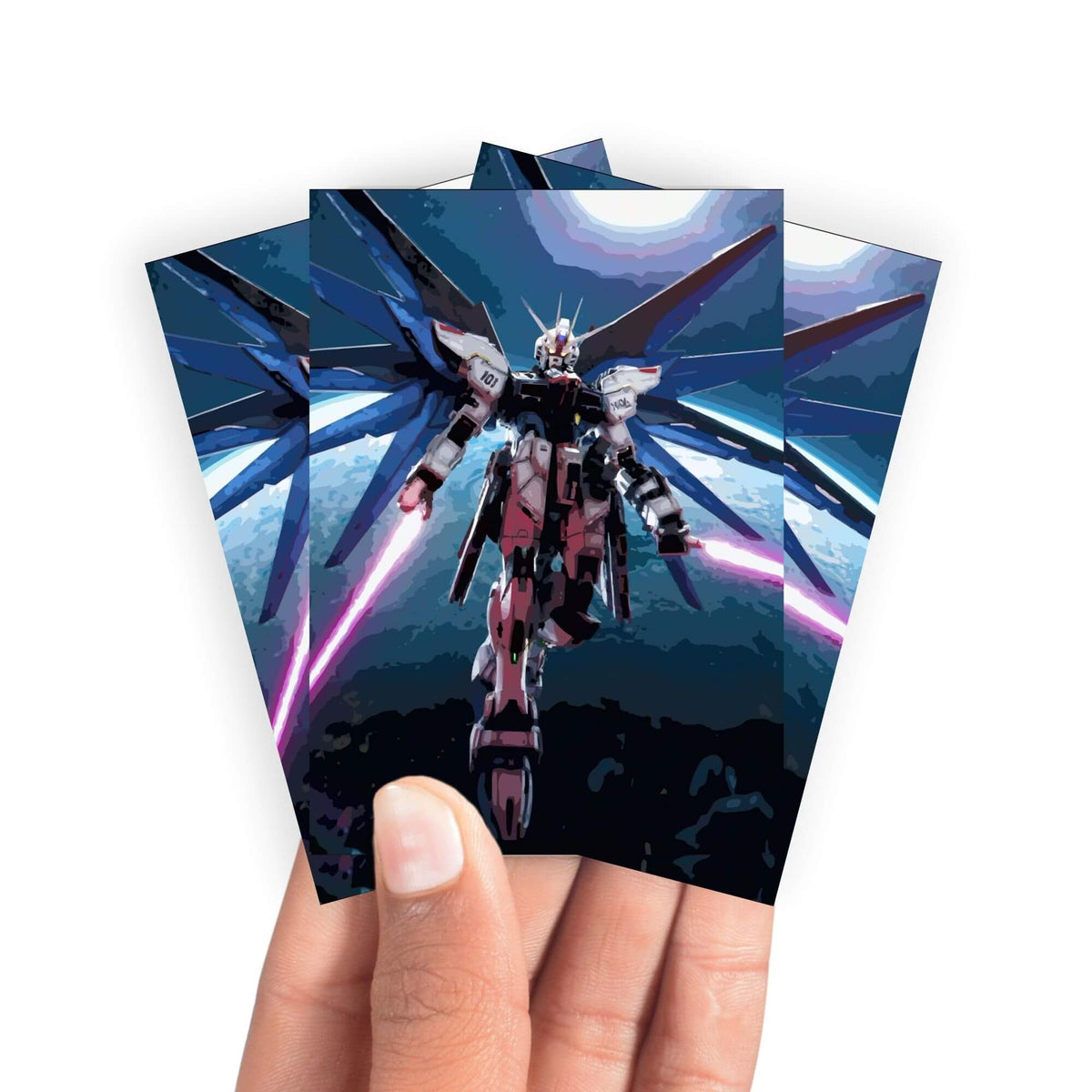 Keep your cards safe and stylish with our borderless card sleeves. Designed edge-to-edge to showcase your artwork, they offer a sleek, modern aesthetic. From LDB Duel, printed with the exclusive Strike Gundam design for a fresh, premium feel. Gundam-anime-card-protection-standard-japanese-dragon-shield-LDB-Duel-borderless