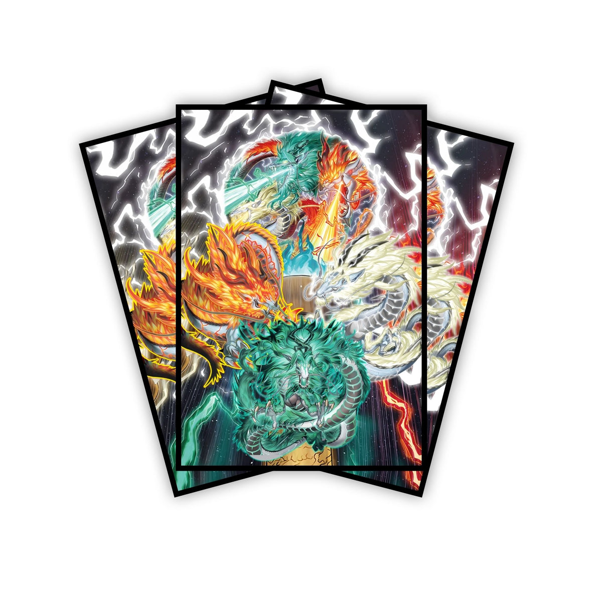 Enhance your cards with our elegant black border card sleeves, featuring a sleek, sophisticated design for a bold, modern aesthetic. From LDB Duel. Perfect for showcasing your collection, these sleeves are printed with our exclusive Tenpai Dragons Archetype design. Tenpai-Dragons-yugioh-mtg-pokemon-card-protection-standard-japanese-dragon-shield-LDB-Duel-black