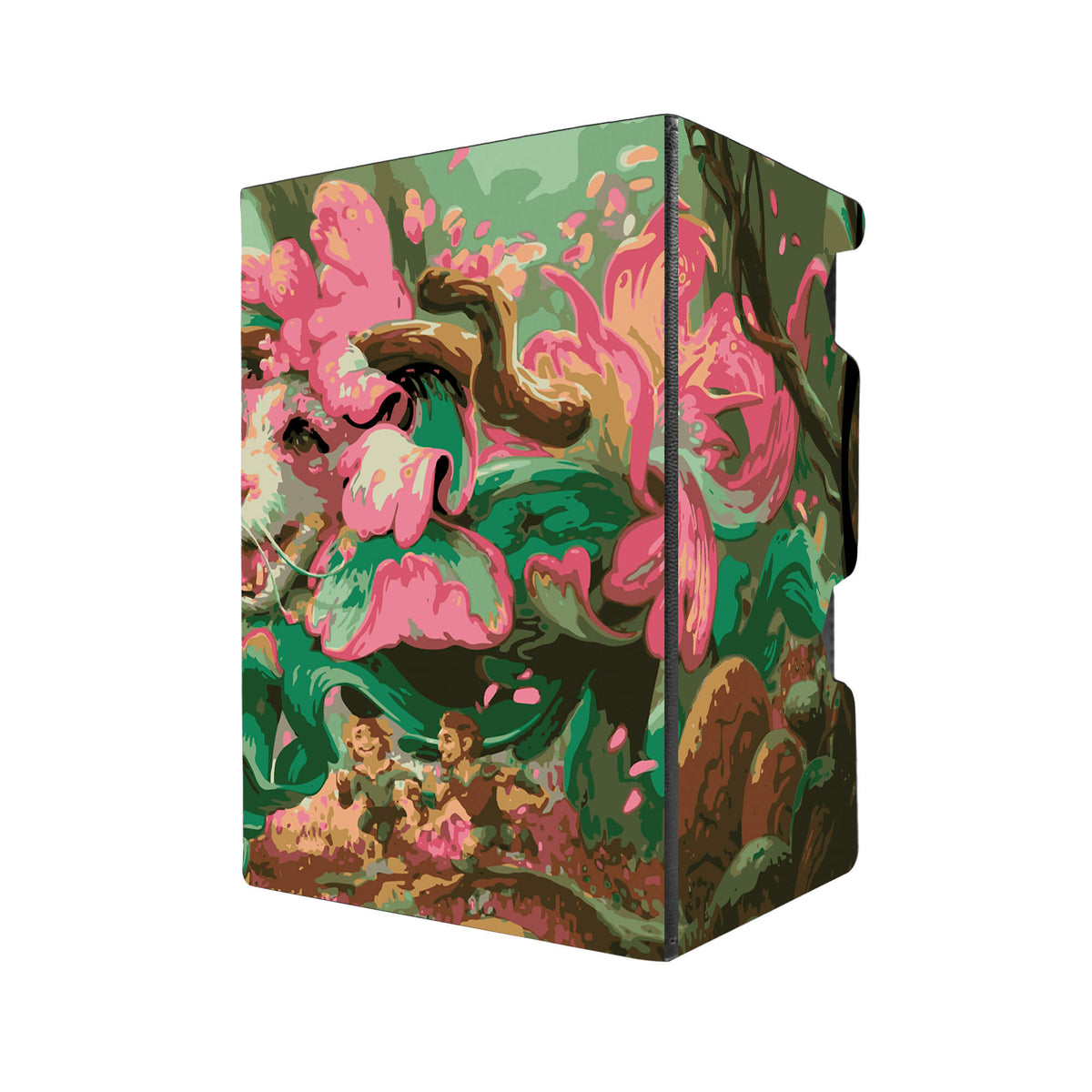 Here's another quality black deck box from LDB Duel featuring our exclusive Vibrance art. Fits all types of trading card games, including Pokémon, Yu-Gi-Oh! and Magic The Gathering. The perfect card holder for the TCG player safely holds up to 100 double-sleeved cards. EVEN in extra thick sleeves. Comes with a pull-out dice tray. Vibrance-mtg-tcg-accessories-card-storage-LDB-Duel