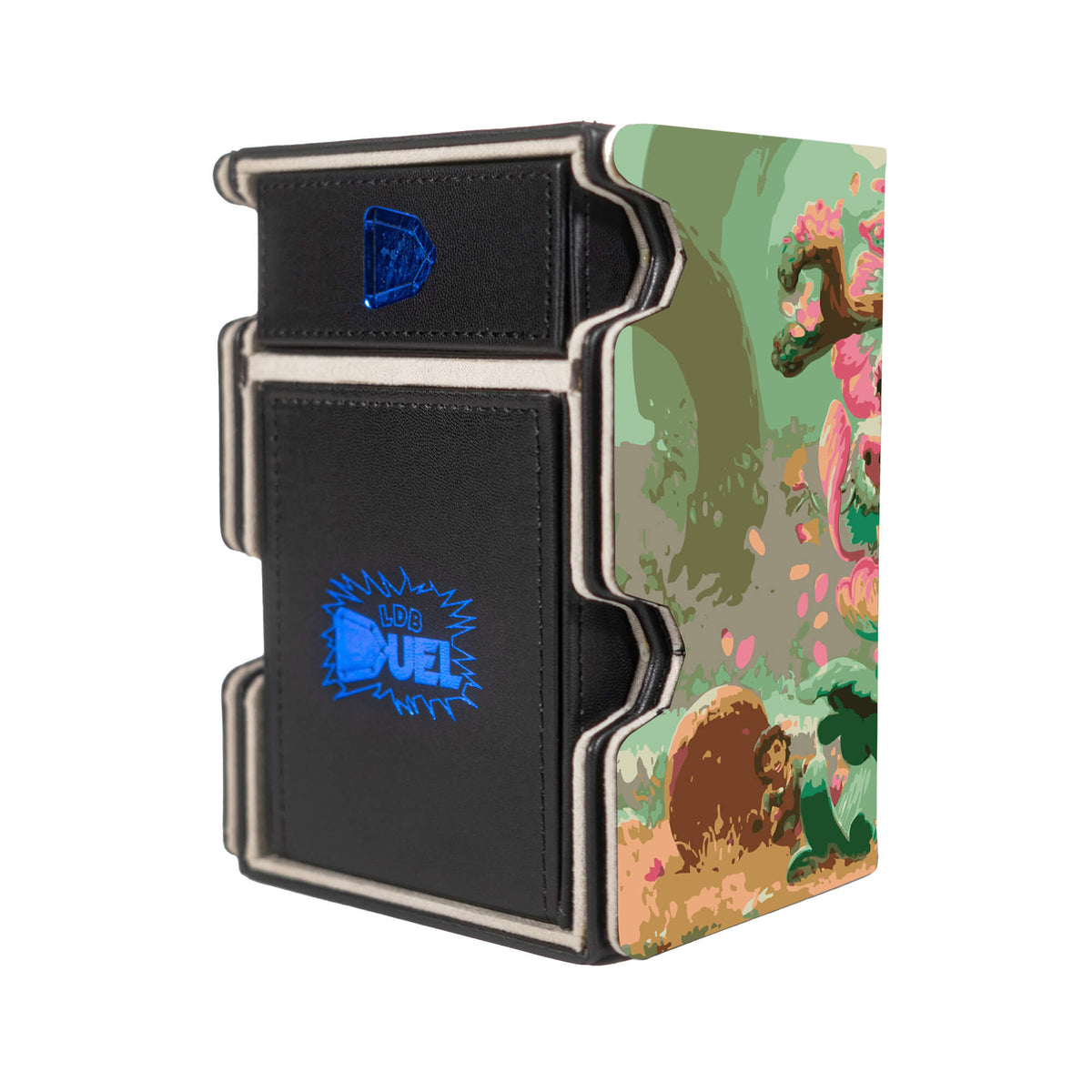 Here is the Right View of the Vibrance Mach 3 Black Deck Box. Elemental-Incarnation-mtg-deck-tray-dice-tray-LDB-Duel