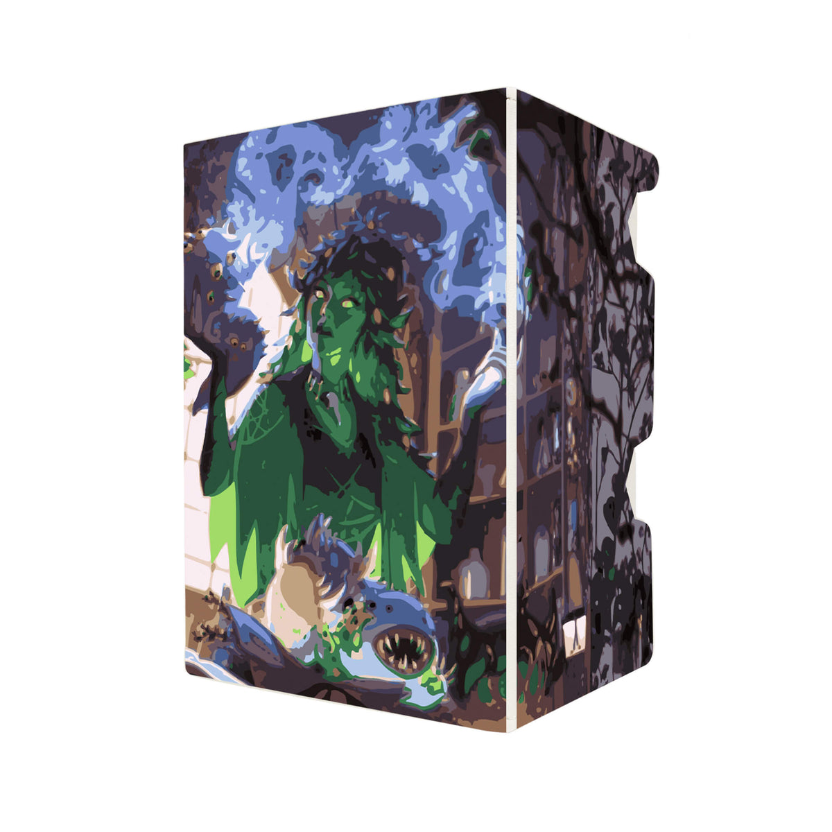 Here's another quality white deck box from LDB Duel featuring our exclusive Witherbloom Pestilence art. Fits all types of trading card games, including Pokémon, Yu-Gi-Oh! and Magic The Gathering. The perfect card holder for the TCG player safely holds up to 100 double-sleeved cards. EVEN in extra thick sleeves. Comes with a pull-out dice tray. Dina-mtg-tcg-accessories-card-storage-LDB-Duel