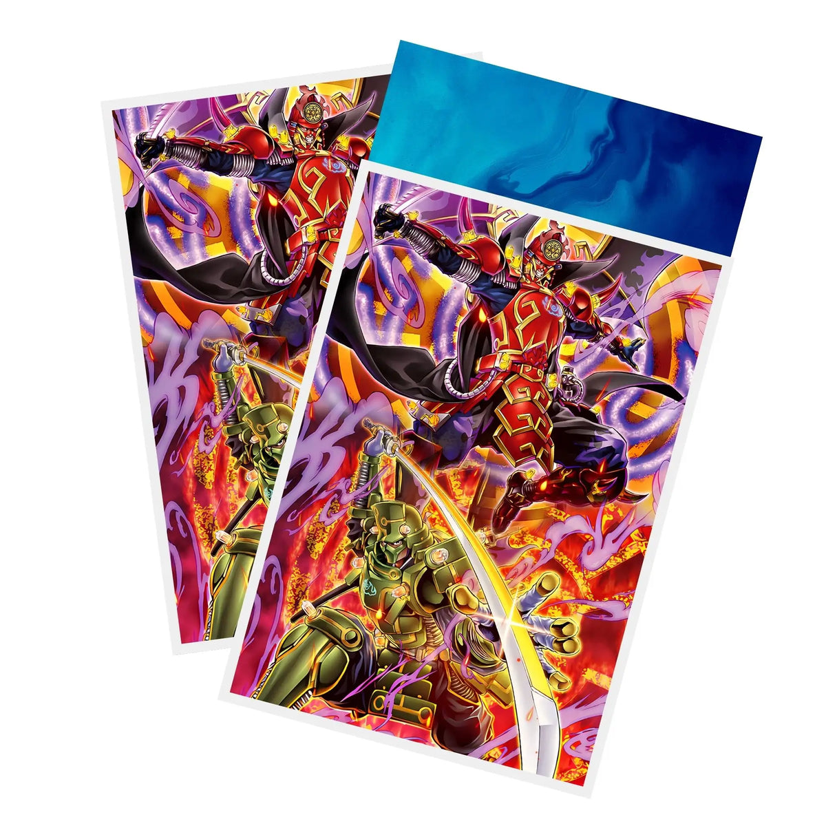 Protect and enhance your cards with our clean and crisp white border card sleeves. Featuring a minimalist design that complements any artwork, these sleeves offer a bright, timeless look. From LDB Duel. Printed with our exclusive Six Samurai Archetype design for a fresh and premium finish. Battle-Shogun-yugioh-card-protection-standard-japanese-dragon-shield-LDB-Duel-white