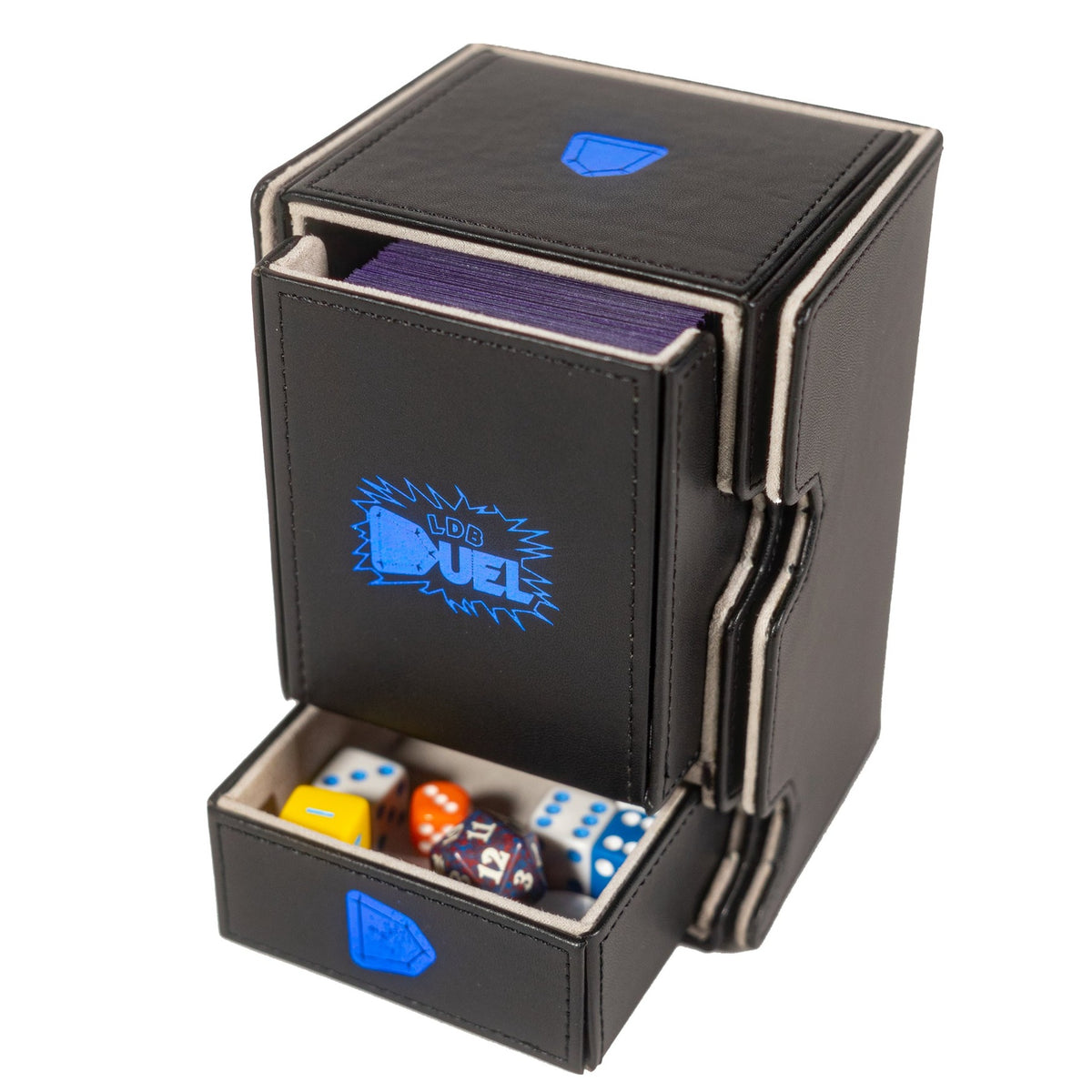 The perfect Magic the Gathering deck box! Removable lid with dice and deck trays. Holds 100 double sleeved cards. The ideal TCG accessory for many trading card games. Only sold by LDB Duel! - Duel Monster - Deck Box - Faux Leather - Magnetic Snap -