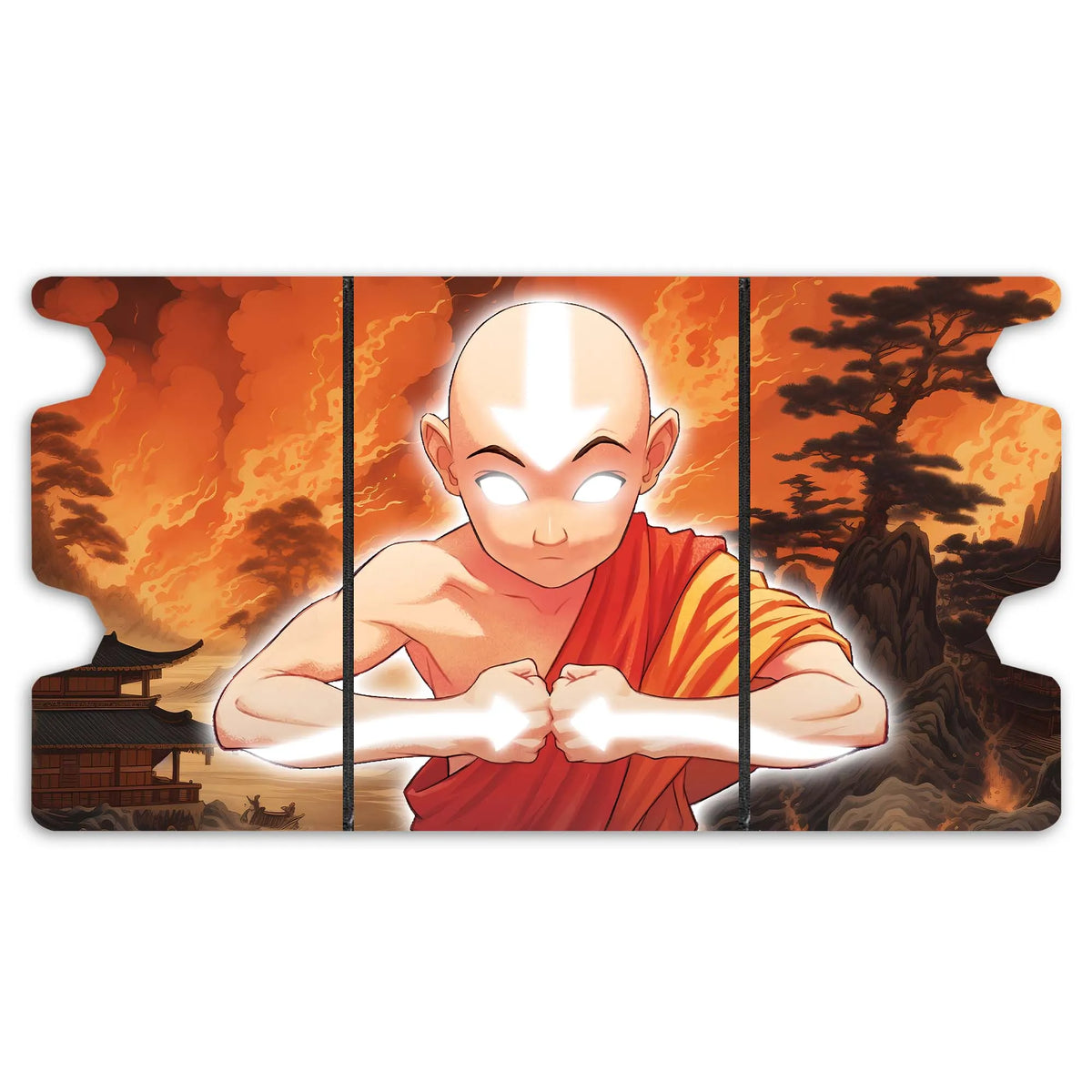 Here is the Full Lid Design of the Aang Avatar State Mach 3 Black Deck Box. Airbending-mtg-custom-art-leather-durable-LDB-Duel