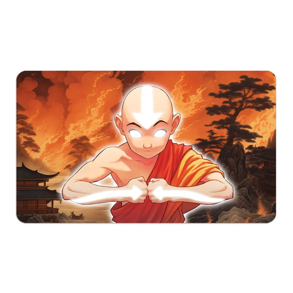 Transform your dueling experience with LDB Duel featuring our exclusive art Aang Avatar State playmat! Featuring a soft cloth top for smooth card movement and a durable rubber back for a secure grip, this 24x14 inch mat is machine washable and safe for cards and sleeves. Aang-mtg-custom-artwork-premium-durable-rubber-ldb-duel