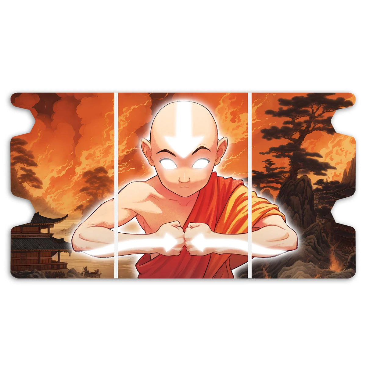 Here is the Full Lid Design of the Aang Avatar State Mach 3 White Deck Box. Air-Temple-mtg-custom-deck-portable-collector-LDB-Duel