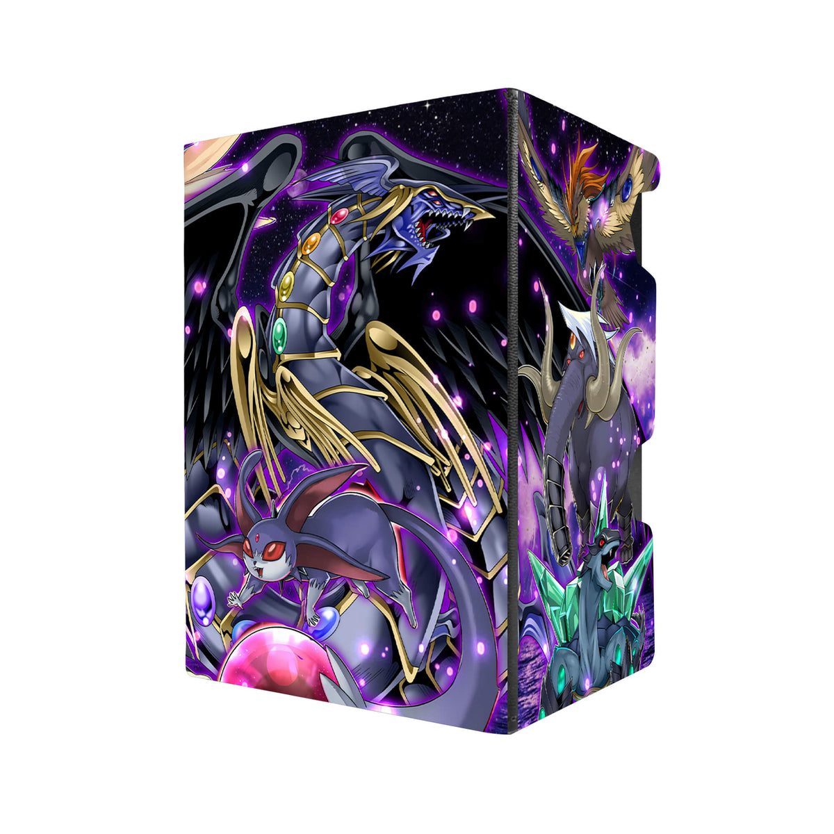 Here's another quality black deck box from LDB Duel featuring our exclusive Advanced Crystal Beast art. Fits all types of trading card games, including Pokémon, Yu-Gi-Oh! and Magic The Gathering. The perfect card holder for the TCG player safely holds up to 100 double-sleeved cards. EVEN in extra thick sleeves. Comes with a pull-out dice tray. Ruby-Carbuncle-yugioh-tcg-accessories-card-storage-LDB-Duel