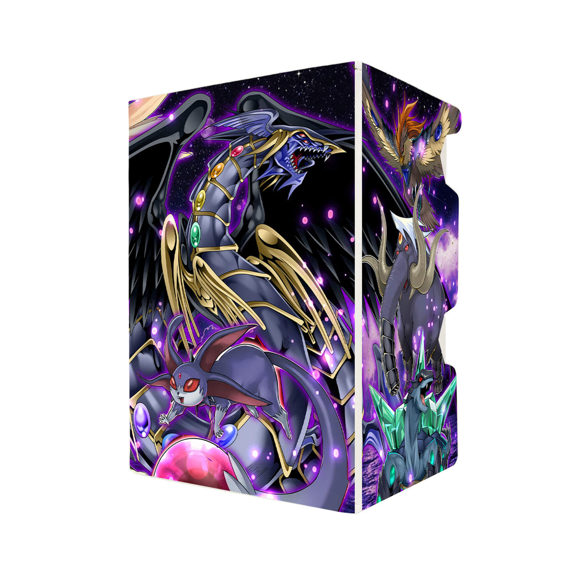 Here's another quality white deck box from LDB Duel featuring our exclusive Advanced Crystal Beast art. Fits all types of trading card games, including Pokémon, Yu-Gi-Oh! and Magic The Gathering. The perfect card holder for the TCG player safely holds up to 100 double-sleeved cards. EVEN in extra thick sleeves. Comes with a pull-out dice tray. Topaz-Tiger-ygo-magic-digimon-card-protector-gaming-accesories-LDB-Duel