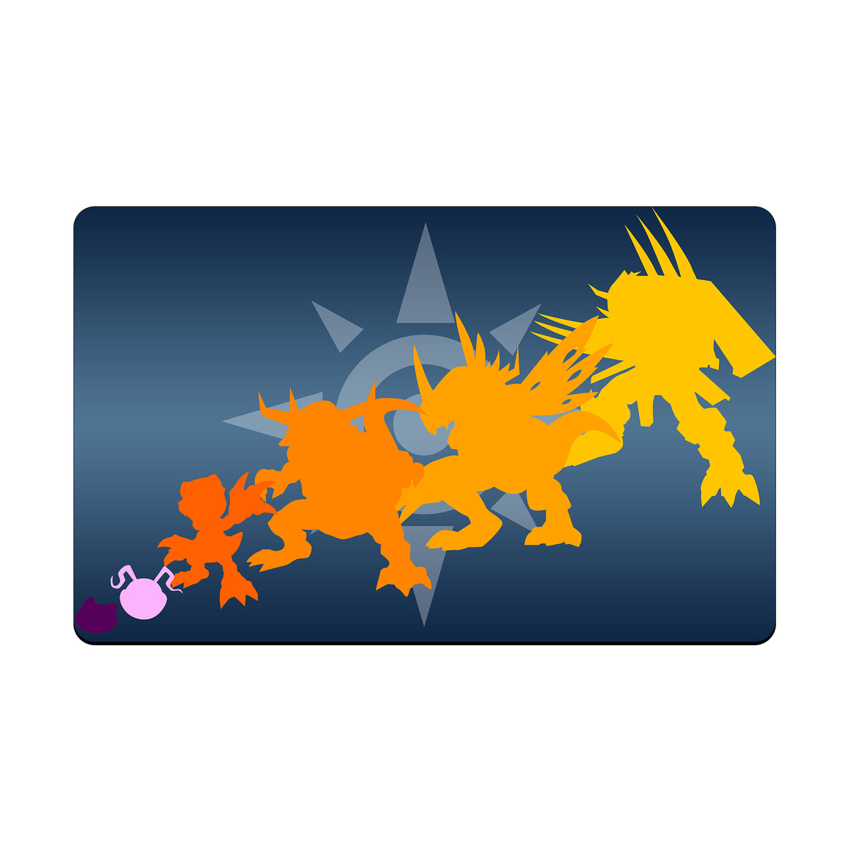 Transform your dueling experience with our exclusive art Agumon Evolutions playmat from LDB Duel! Featuring a soft cloth top for smooth card movement and a durable rubber back for a secure grip, this 24x14 inch mat is machine washable and safe for cards and sleeves. Digimon-yugioh-mtg-pokemon-custom-artwork-premium-durable-rubber-ldb-duel