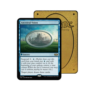 Level up your game with our custom-printed metal orica cards, featuring exclusive Ancestral Vision artwork in gold metal. Durable, scratch-resistant, and embossed with the iconic Yu-Gi-Oh! card back, these slim orica cards fit perfectly in card sleeves. Delayed-Cast-mtg-yugioh-pokemon-metal-card-embossed-design-custom-artwork-duel-accessories-ldb-duel