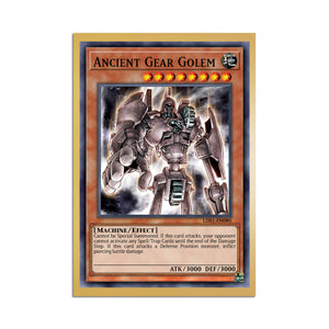 Level up your game with our custom-printed metal orica cards, featuring exclusive Ancient Gear Golem artwork in gold metal. Durable, scratch-resistant, and embossed with the iconic Yu-Gi-Oh! card back, these slim orica cards fit perfectly in card sleeves. Ancient-Gear-Wyvern-yugioh-mtg-pokemon-metal-card-embossed-design-custom-artwork-duel-accessories-ldb-duel