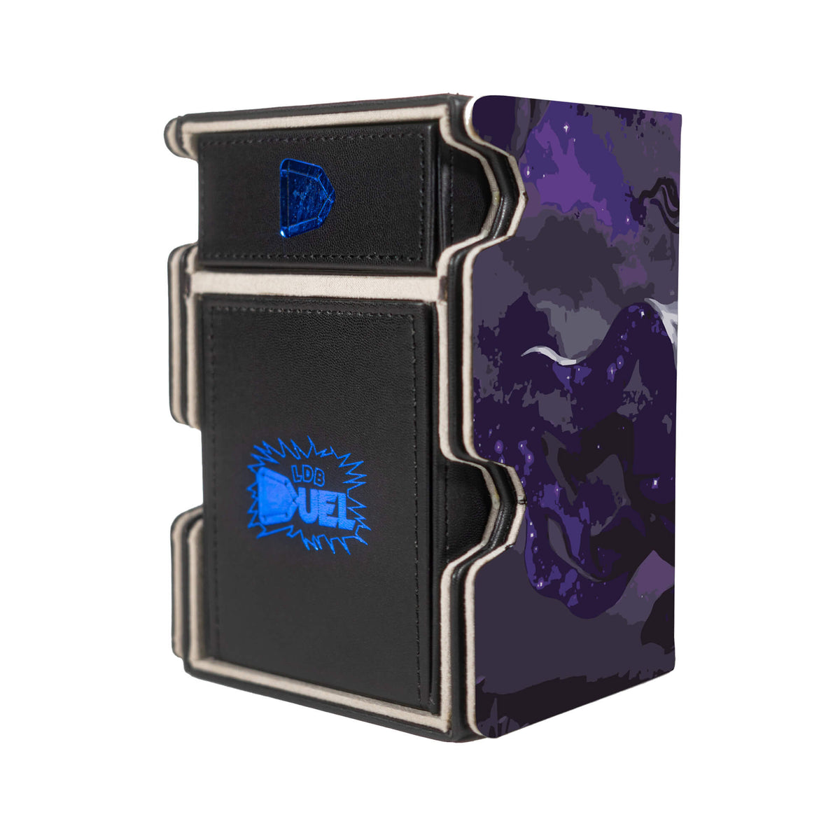 Here is the Right View of the Anikthea, Hand of Erebos Mach 3 Black Deck Box. Mythic-Rare-mtg-deck-tray-dice-tray-LDB-Duel