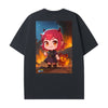 Level up your look with the premium Annie Fierry T-shirt design from LDB Duel. Crafted from soft, breathable cotton and finished with vibrant DTF printing, this black t-shirt is designed for comfort that lasts. Featuring a bold back design, it’s perfect for anime fans, TCG players, and gamers who want to stand out, whether at events, tournaments, or just relaxing with friends.  Mage-anime-ygo-magic-tshirt-gaming-accesories-LDB-Duel