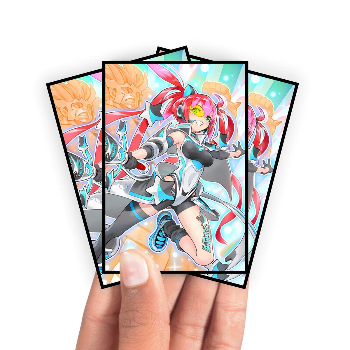Enhance your cards with our elegant black border card sleeves, featuring a sleek, sophisticated design for a bold, modern aesthetic. From LDB Duel. Perfect for showcasing your collection, these sleeves are printed with our exclusive Argostars - Fierce Parthe design. Capaneus-yugioh-mtg-pokemon-card-protection-standard-japanese-dragon-shield-LDB-Duel-black