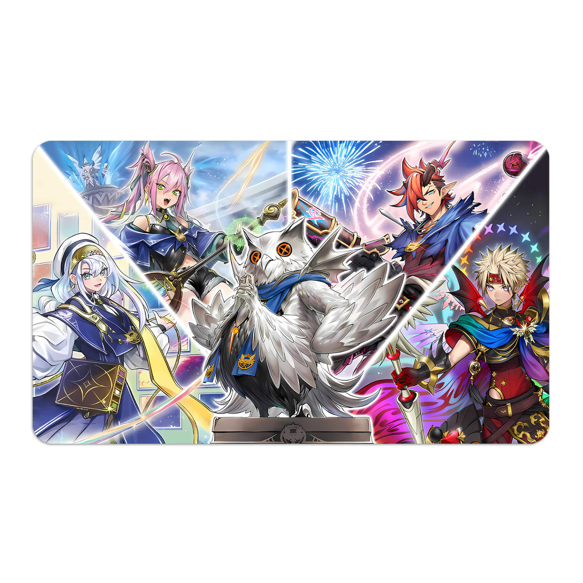 Transform your dueling experience with LDB Duel featuring our exclusive art Artmage Archetype playmat! Featuring a soft cloth top for smooth card movement and a durable rubber back for a secure grip, this 24x14 inch mat is machine washable and safe for cards and sleeves. Graflare-yugioh-mtg-pokemon-custom-artwork-premium-durable-rubber-ldb-duel