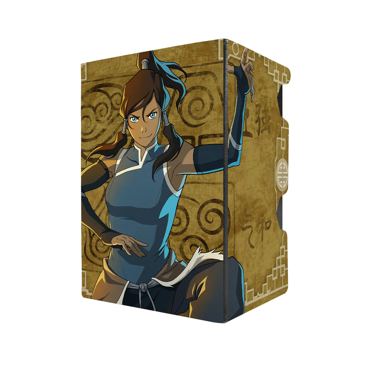 Here's another quality black deck box from LDB Duel featuring our exclusive Avatar Korra art. Fits all types of trading card games, including Pokémon, Yu-Gi-Oh! and Magic The Gathering. The perfect card holder for the TCG player safely holds up to 100 double-sleeved cards. EVEN in extra thick sleeves. Comes with a pull-out dice tray. Korra-mtg-tcg-accessories-card-storage-LDB-Duel