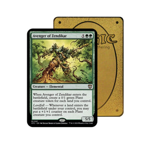 Level up your game with our custom-printed metal orica cards, featuring exclusive Avenger of Zendikar artwork in gold metal. Durable, scratch-resistant, and embossed with the iconic Yu-Gi-Oh! card back, these slim orica cards fit perfectly in card sleeves. Elemental-mtg-yugioh-pokemon-metal-card-embossed-design-custom-artwork-duel-accessories-ldb-duel