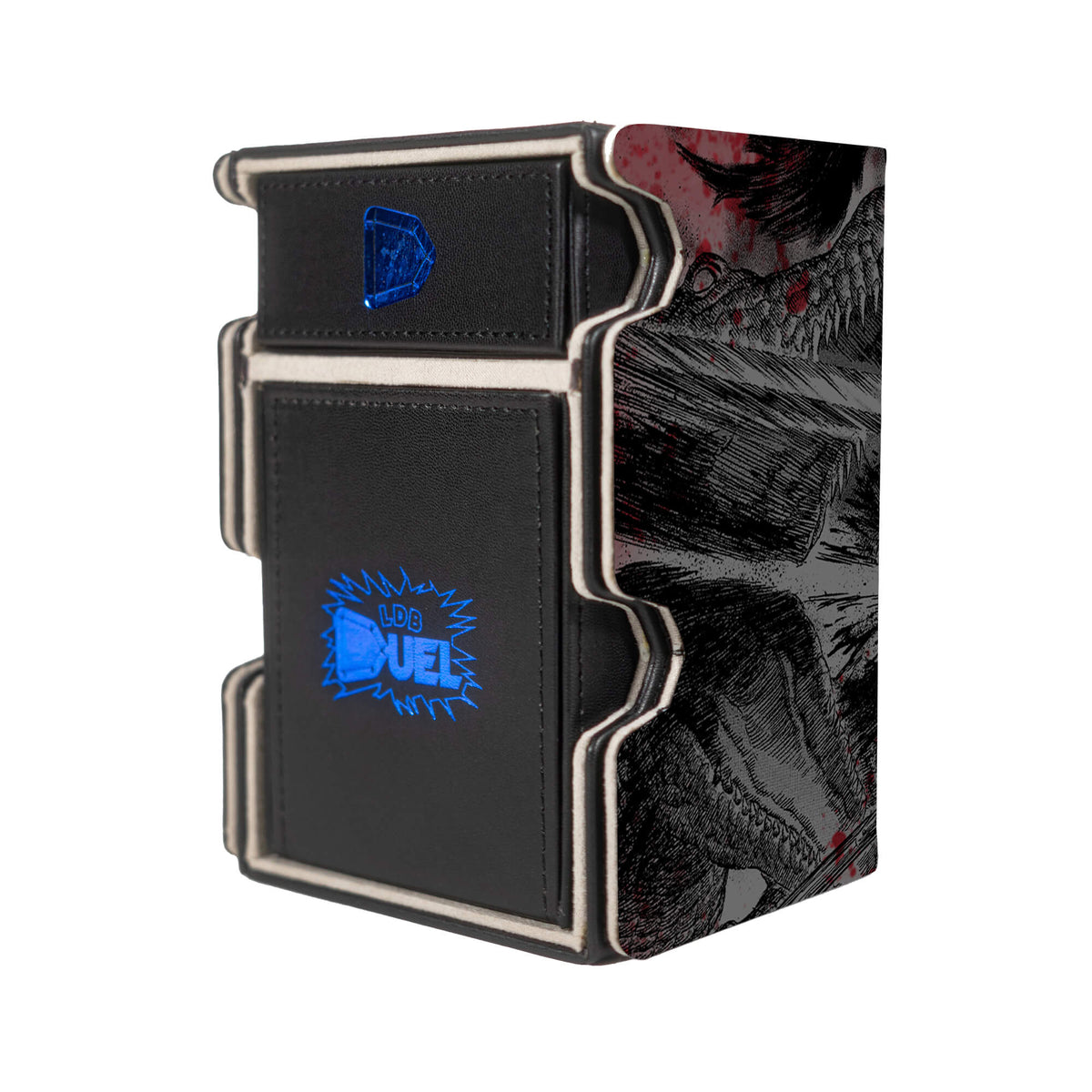 Here is the Right View of the Berserk Mach 3 Black Deck Box. Skull-Knight-anime-deck-tray-dice-tray-LDB-Duel
