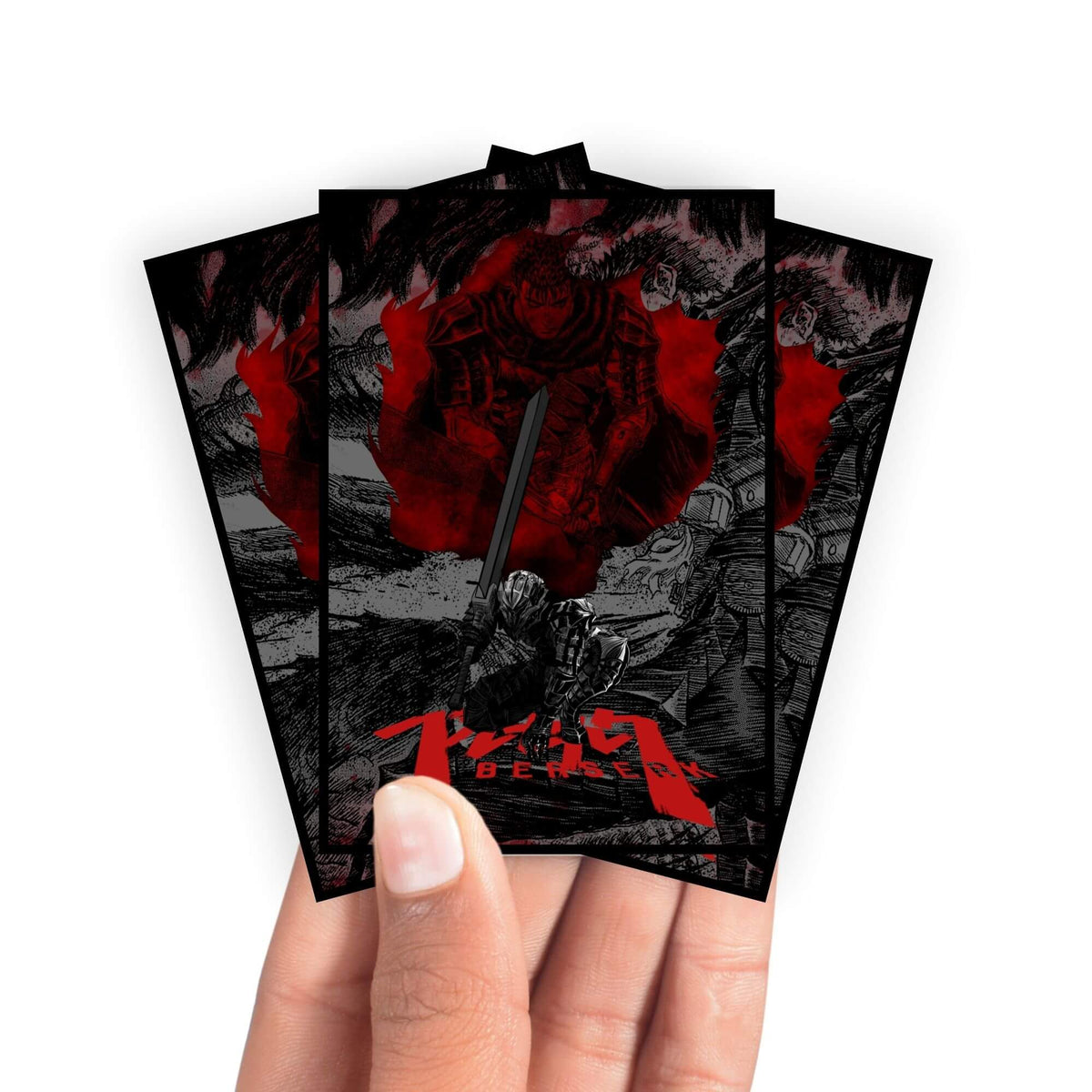 Enhance your cards with our elegant black border card sleeves, featuring a sleek, sophisticated design for a bold, modern aesthetic. From LDB Duel. Perfect for showcasing your collection, these sleeves are printed with our exclusive Berserk design. Skull-Knight-anime-yugioh-mtg-pokemon-card-protection-standard-japanese-dragon-shield-LDB-Duel-black