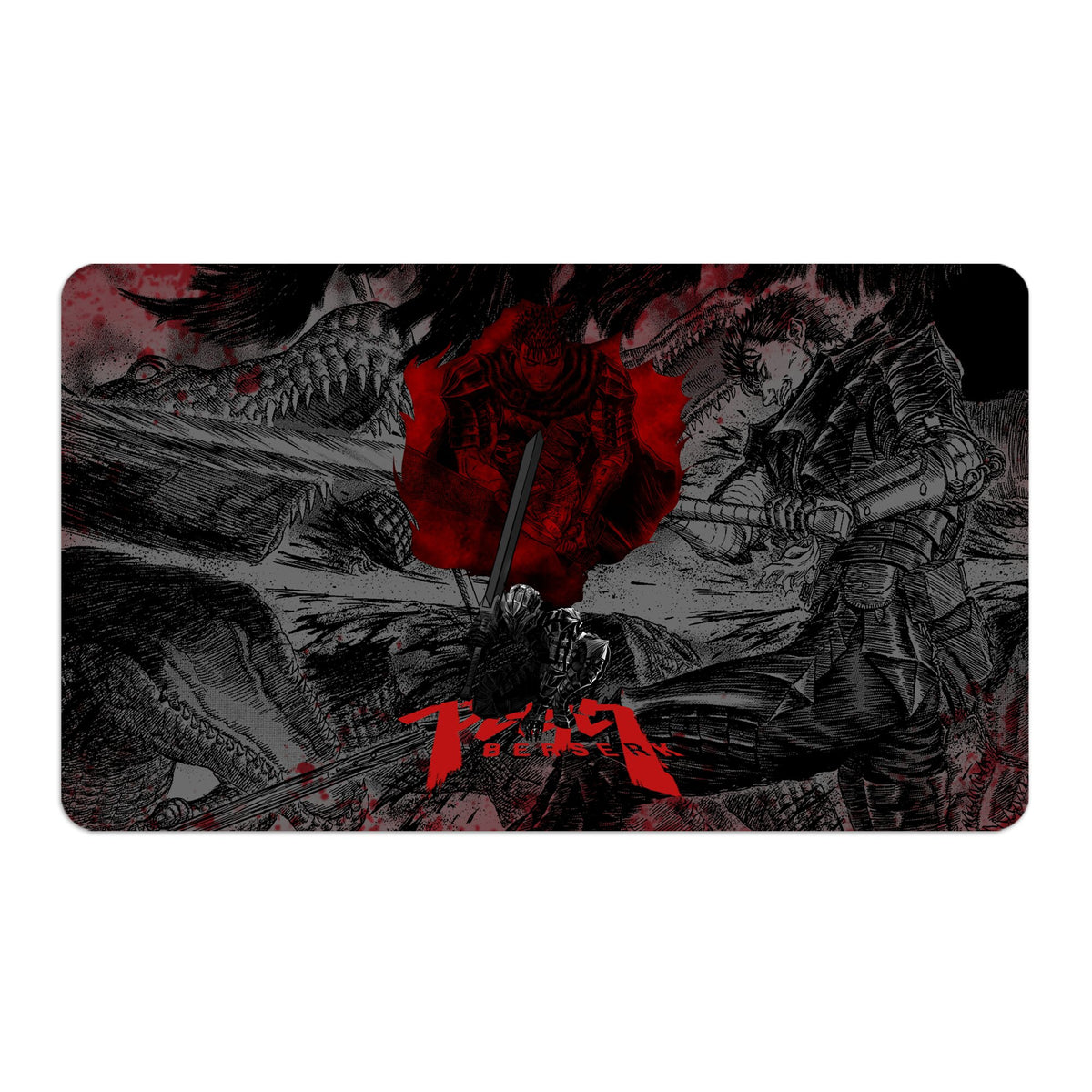 Transform your dueling experience with LDB Duel featuring our exclusive art Berserk playmat! Featuring a soft cloth top for smooth card movement and a durable rubber back for a secure grip, this 24x14 inch mat is machine washable and safe for cards and sleeves. Guts-anime-yugioh-mtg-pokemon-custom-artwork-premium-durable-rubber-ldb-duel