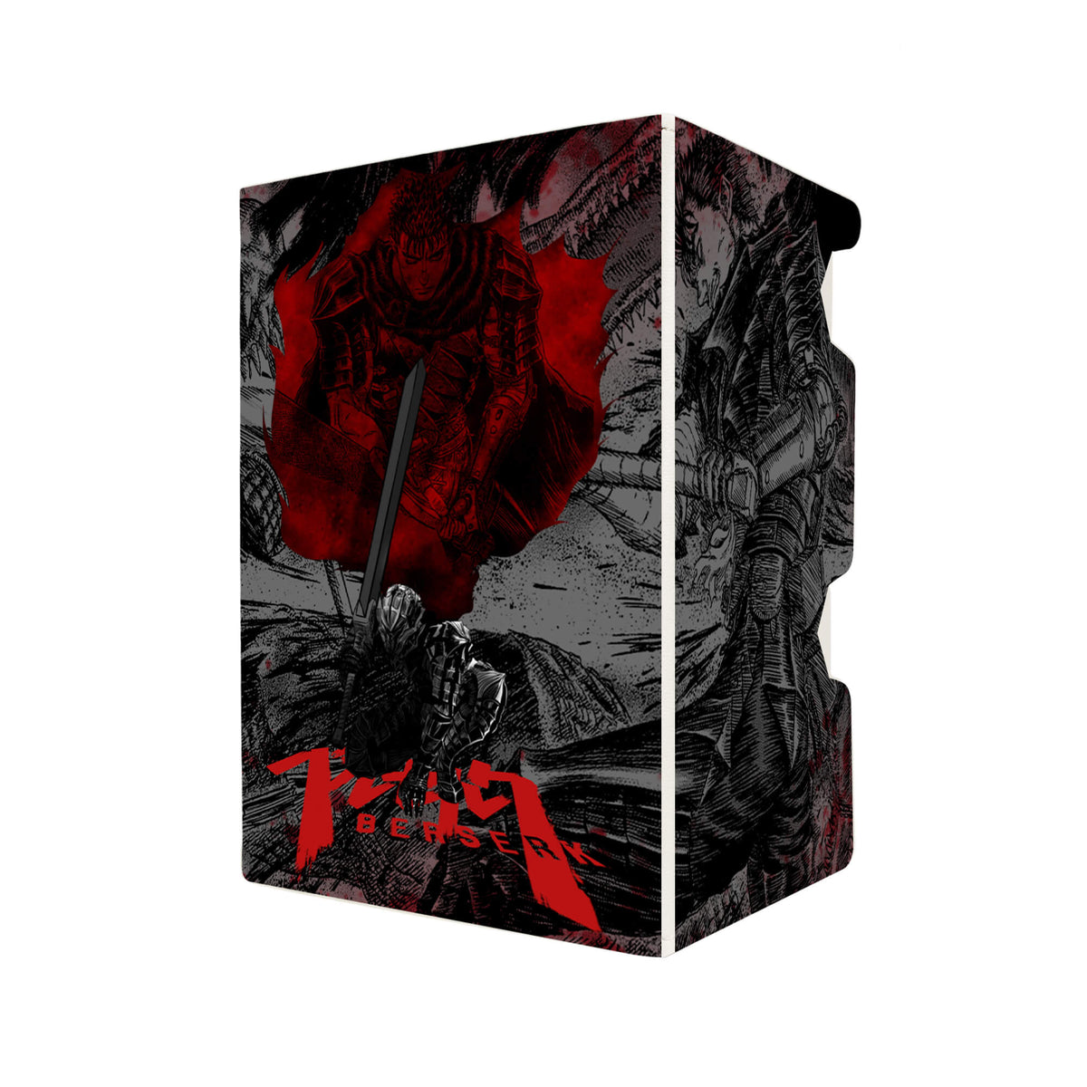 Here's another quality white deck box from LDB Duel featuring our exclusive Berserk art. Fits all types of trading card games, including Pokémon, Yu-Gi-Oh! and Magic The Gathering. The perfect card holder for the TCG player safely holds up to 100 double-sleeved cards. EVEN in extra thick sleeves. Comes with a pull-out dice tray. Guts-anime-ygo-magic-digimon-card-protector-gaming-accesories-LDB-Duel