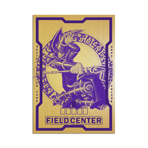 Level up your game with our custom-printed metal field centers from LDB Duel, featuring exclusive Black Magician artwork in gold metal. Durable, scratch-resistant, and embossed with the iconic Yu-Gi-Oh! card back, these slim field centers fit perfectly in card sleeves. Dark-Magician-yugioh-mtg-pokemon-metal-card-embossed-design-custom-artwork-duel-accessories-ldb-duel