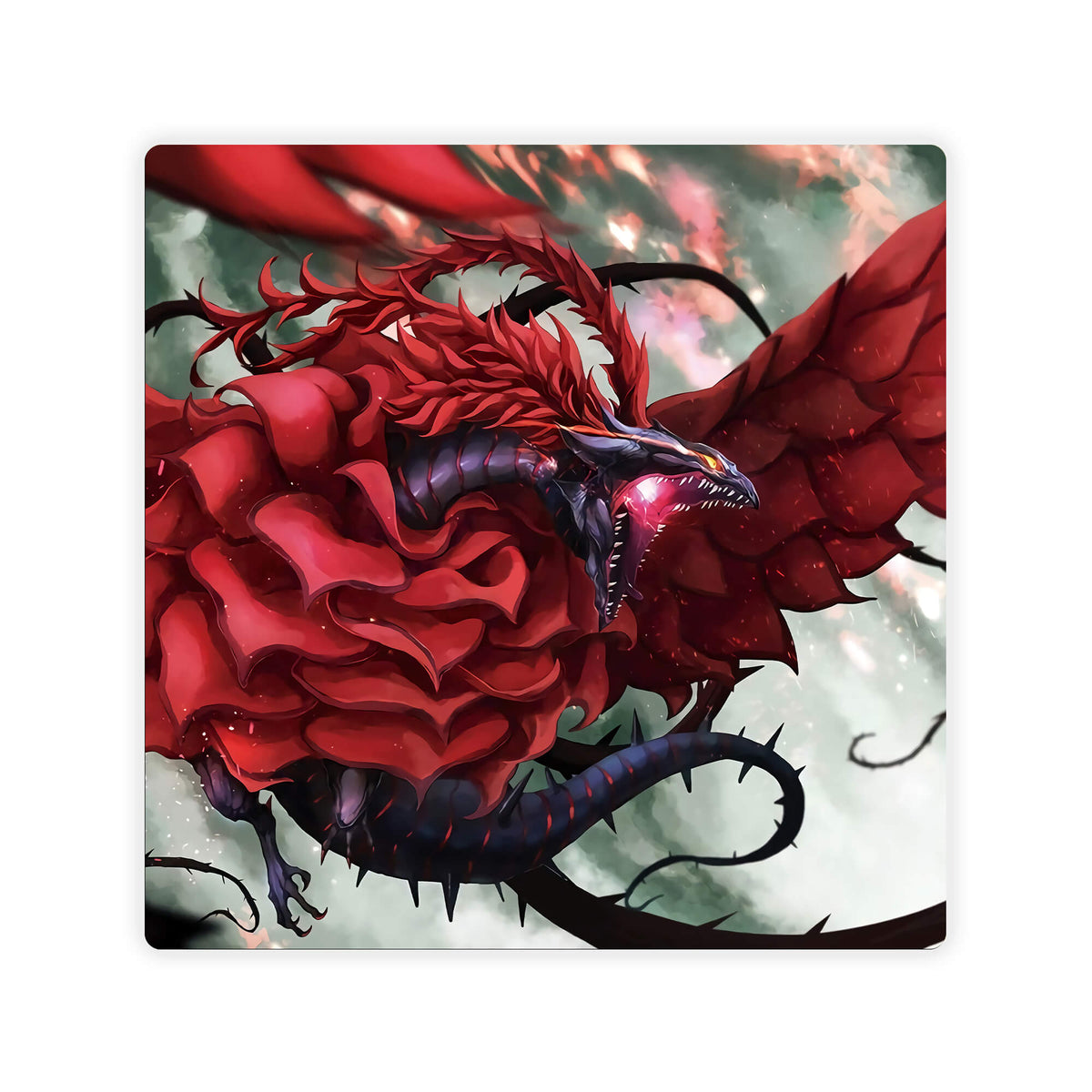 Upgrade your dueling game with LDB Duel featuring our exclusive Black Rose Dragon double mat! Designed with a premium cloth surface for effortless card handling and a sturdy rubber base for maximum stability, this 24x24 inch mat offers both style and practicality. It's card and sleeve-friendly, plus machine washable for easy upkeep! Yusei-Fudo-yugioh-mtg-pokemon-custom-artwork-premium-durable-rubber-ldb-duel 