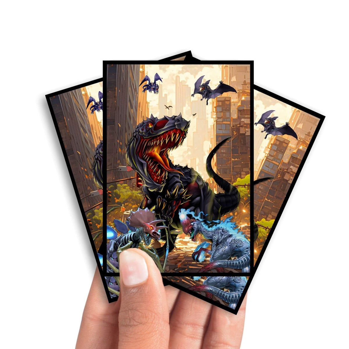 Enhance your cards with our elegant black border card sleeves, featuring a sleek, sophisticated design for a bold, modern aesthetic. From LDB Duel. Perfect for showcasing your collection, these sleeves are printed with our exclusive Black Tyranno design. Piranha-Army-yugioh-mtg-pokemon-card-protection-standard-japanese-dragon-shield-LDB-Duel-black