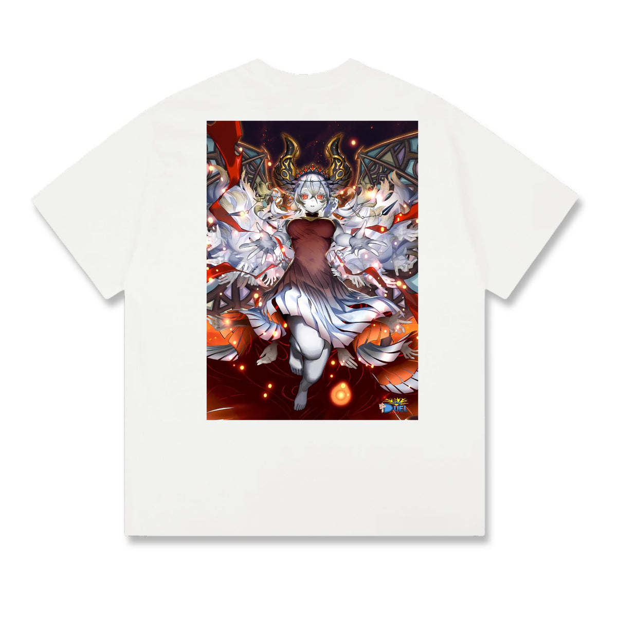 Level up your look with the premium Blazing Cartesia, the Virtuous T-shirt design from LDB Duel. Crafted from soft, breathable cotton and finished with vibrant DTF printing, this white t-shirt is designed for comfort that lasts. Featuring a bold back design, it’s perfect for anime fans, TCG players, and gamers who want to stand out, whether at events, tournaments, or just relaxing with friends. Yugioh-anime-magic-tshirt-gaming-accesories-LDB-Duel