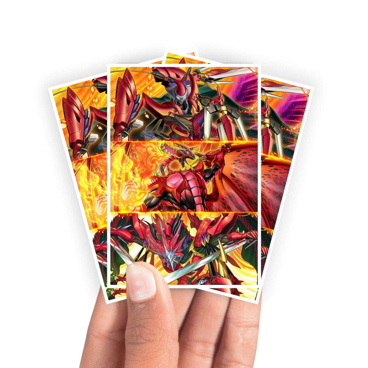 Protect and enhance your cards with our clean and crisp white border card sleeves. Featuring a minimalist design that complements any artwork, these sleeves offer a bright, timeless look. From LDB Duel. Printed with our exclusive Blazing Dominion design for a fresh and premium finish. Crimson-King-yugioh-mtg-pokemon-card-protection-standard-japanese-dragon-shield-LDB-Duel-white