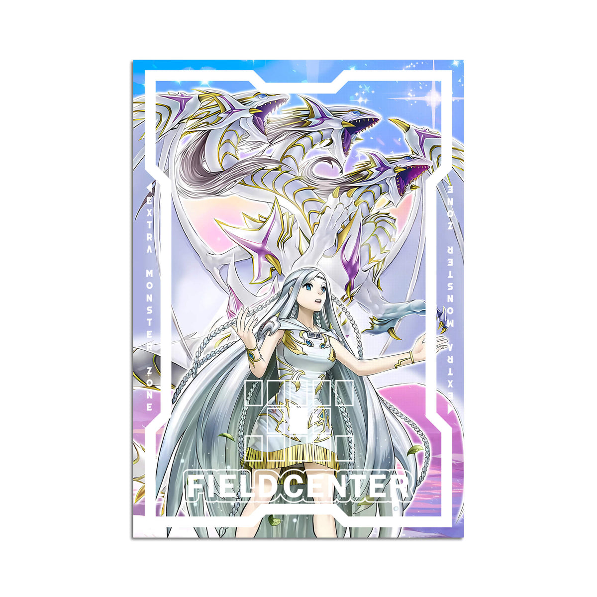 Level up your game with our custom-printed metal field centers from LDB Duel, featuring exclusive Blue-Eyes Ultimate Spirit Dragon artwork in gold metal. Durable, scratch-resistant, and embossed with the iconic Yu-Gi-Oh! card back, these slim field centers fit perfectly in card sleeves. Blue-Eyes-Abyss-Dragon-yugioh-mtg-pokemon-metal-card-embossed-design-custom-artwork-duel-accessories-ldb-duel