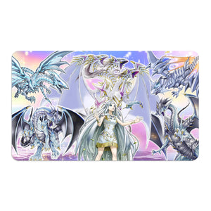 Transform your dueling experience with our exclusive art Blue-Eyes Ultimate Spirit Dragon playmat from LDB Duel! Featuring a soft cloth top for smooth card movement and a durable rubber back for a secure grip, this 24x14 inch mat is machine washable and safe for cards and sleeves. Blue-Eyes-Spirit-Dragon-yugioh-mtg-pokemon-custom-artwork-premium-durable-rubber-ldb-duel