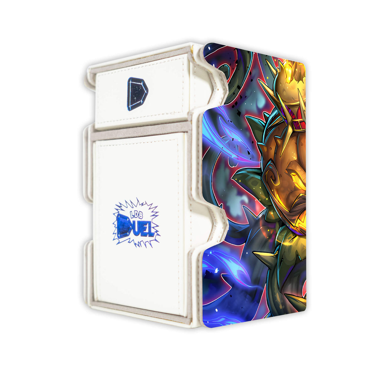 Here is the Right View of the Bonz Pumpking Mach 3 White Deck Box. Ghost-yugioh-deck-tray-dice-tray-LDB-Duel