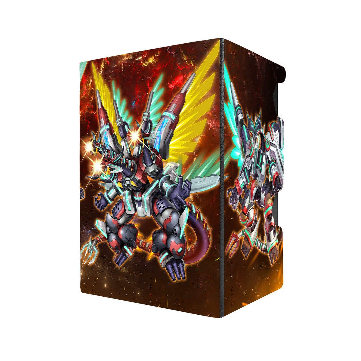 Here's another quality black deck box from LDB Duel featuring our exclusive Borrelend Dragon art. Fits all types of trading card games, including Pokémon, Yu-Gi-Oh! and Magic The Gathering. The perfect card holder for the TCG player safely holds up to 100 double-sleeved cards. EVEN in extra thick sleeves. Comes with a pull-out dice tray. Borrel-yugioh-tcg-accessories-card-storage-LDB-Duel
