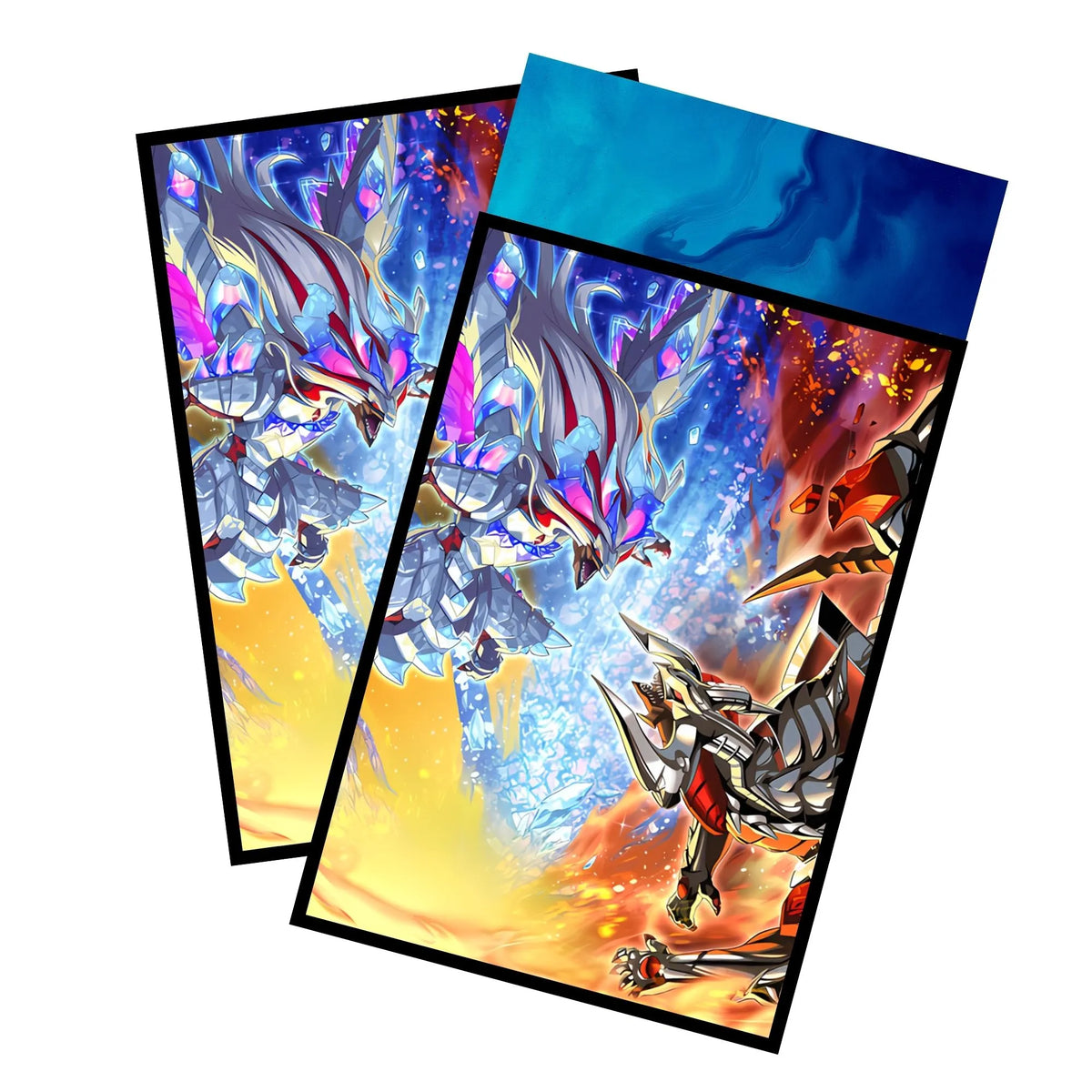 Enhance your cards with our elegant black border card sleeves, featuring a sleek, sophisticated design for a bold, modern aesthetic. From LDB Duel. Perfect for showcasing your collection, these sleeves are printed with our exclusive Branded Fusion design. Fusion-yugioh-card-protection-standard-japanese-dragon-shield-LDB-Duel-black