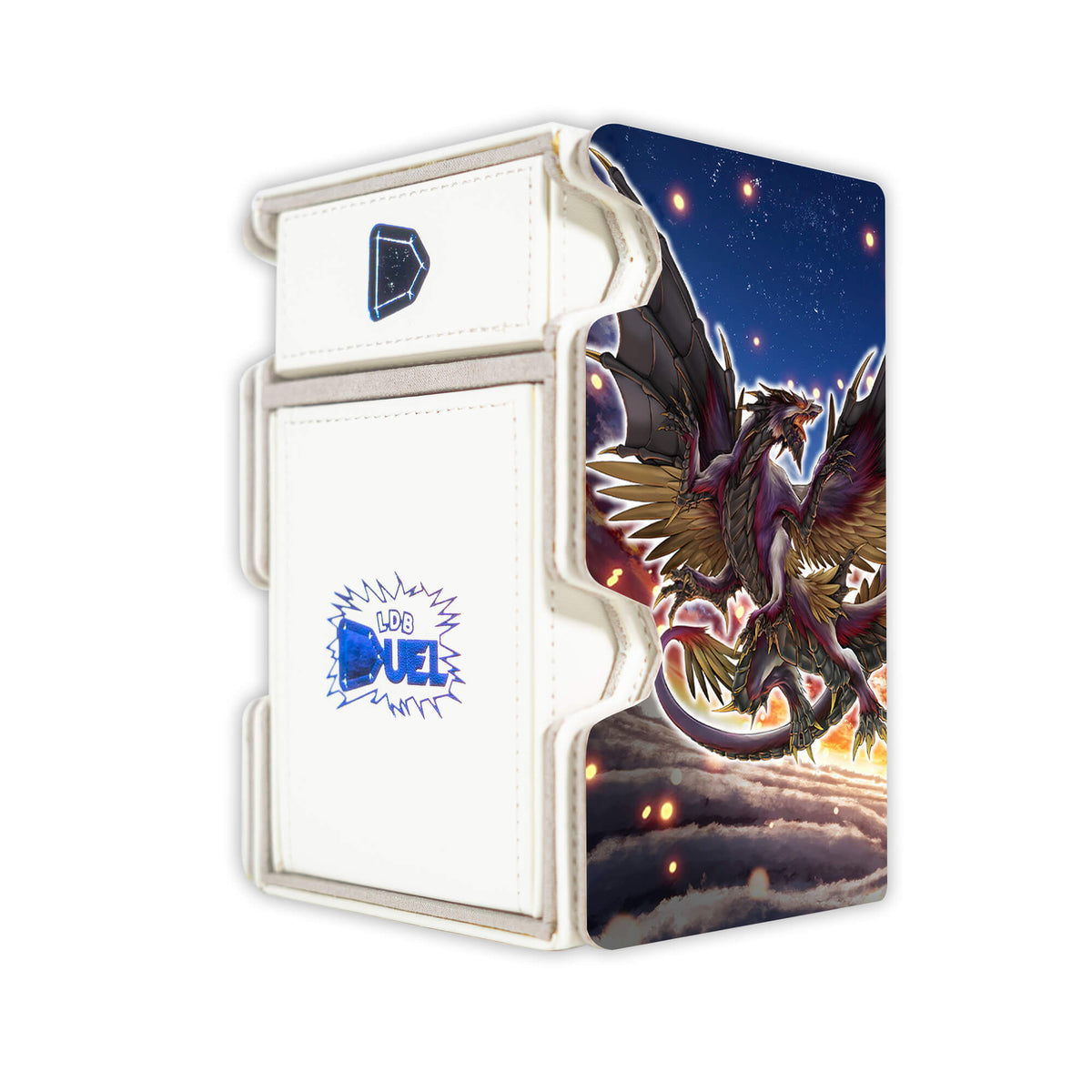 Here is the Right View of the Buster Blader Archetype Mach 3 White Deck Box. Yugi-Muto-yugioh-deck-tray-dice-tray-LDB-Duel