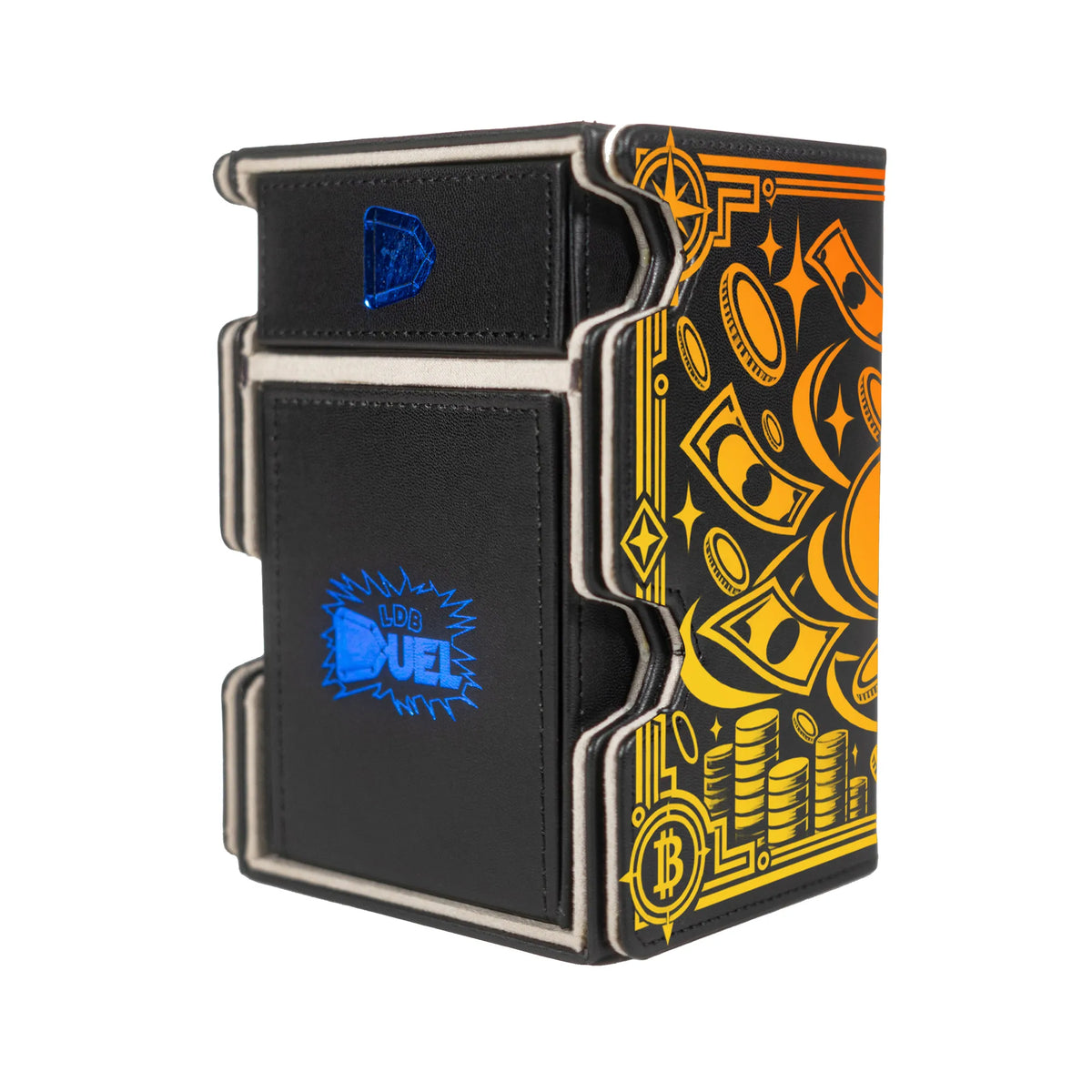 Here is the Right View of the Cat Burglar Nami Mach 3 Black Deck Box. Navigator-onepiece-deck-tray-dice-tray-LDB-Duel