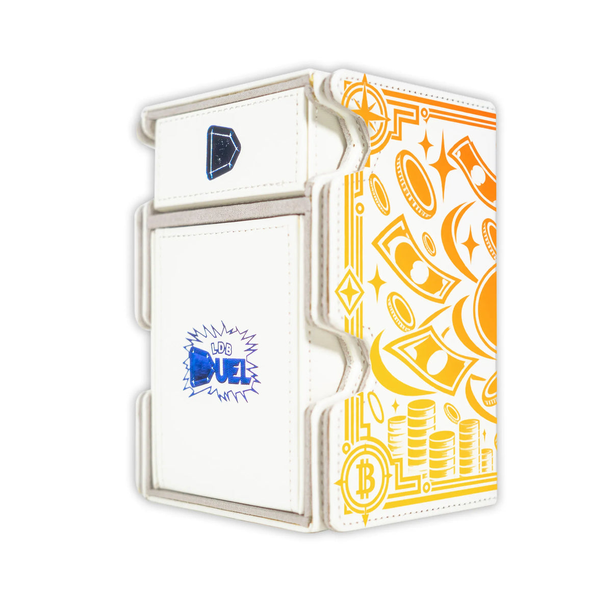 Here is the Right View of the Cat Burglar Nami Mach 3 White Deck Box. Navigator-onepiece-deck-tray-dice-tray-LDB-Duel