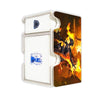 Here is the Right View of the Cavalier of Flame Mach 3 White Deck Box. Mythic-Rare-mtg-deck-tray-dice-tray-LDB-Duel